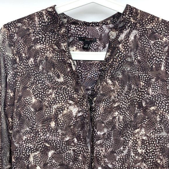 Ann Taylor Brown Feather Long Sleeve Shirt Dress - Picture 3 of 8